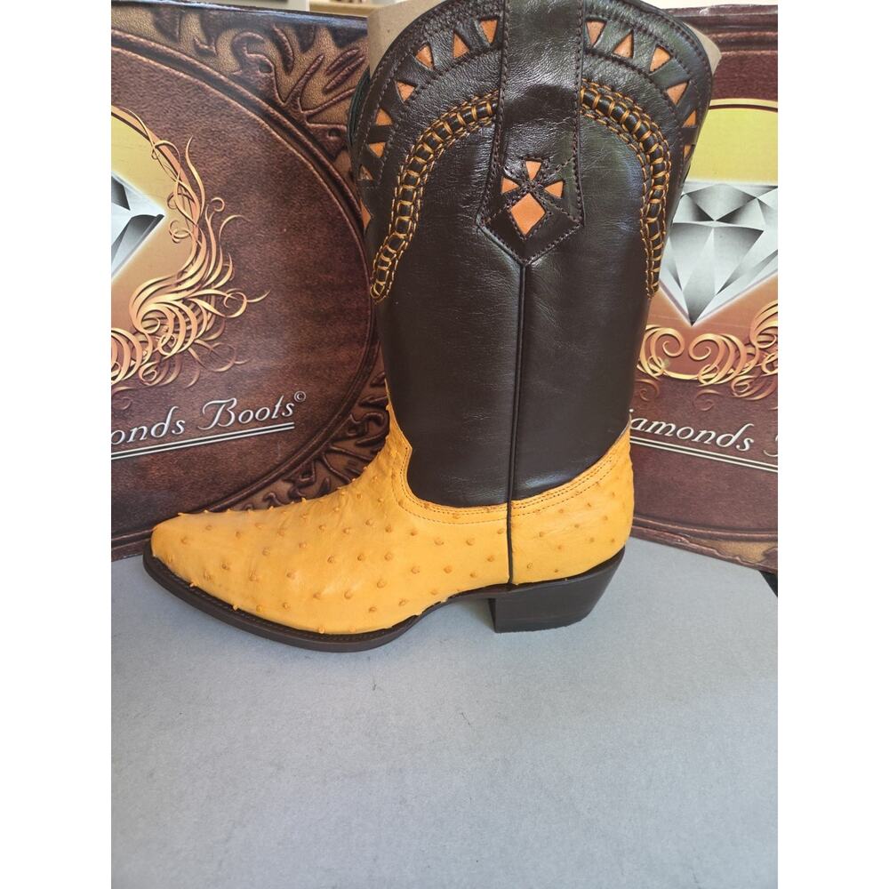White Diamond Ostrich Skin Handmade Exotic Cowboy Boots US10 Mexico - Picture 7 of 11